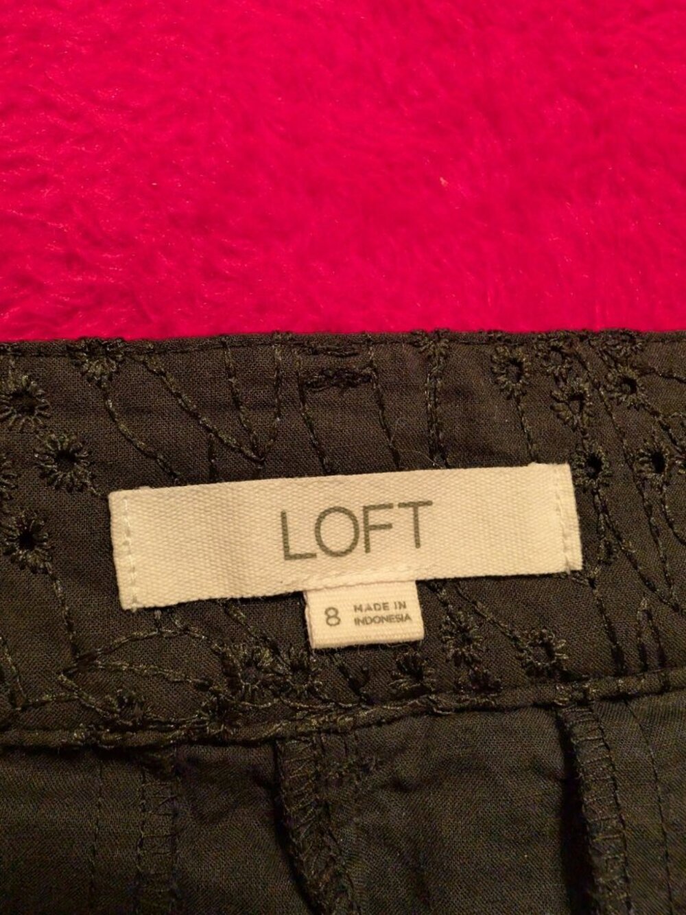 LOFT Riviera Shorts Women's Size 8 Black Cotton Eyelet Embroidered Floral Summer - Picture 5 of 9